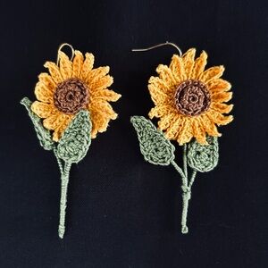 Sunflower Crochet Earrings
